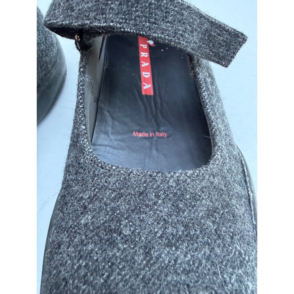 Vintage Y2K Prada Sport Mary Jane Wool Sneakers Grey Linea Rossa Vibram 2804 37 - Picture 10 of 15